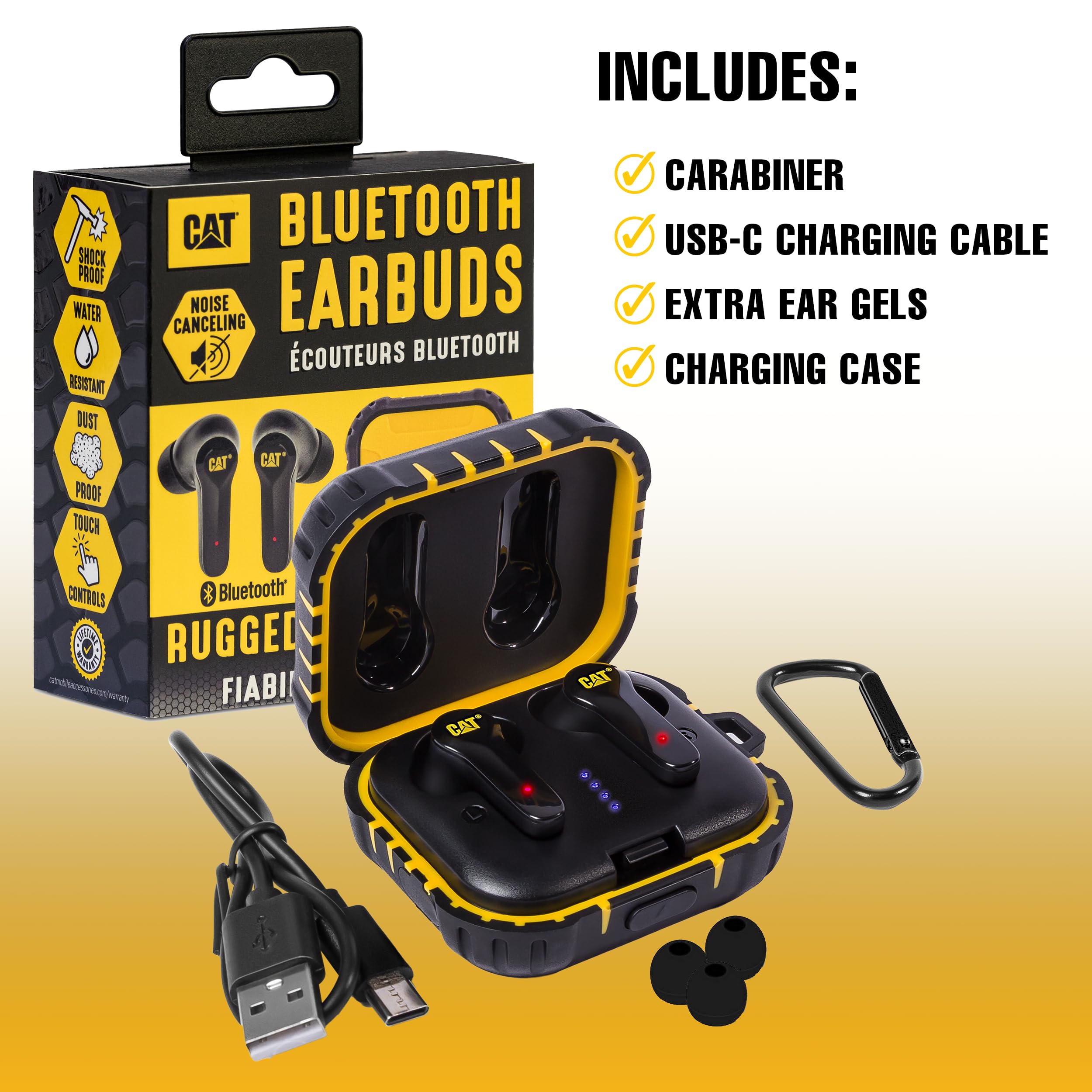 【激レア】CAT EAR BUDS 防水・防塵ワイヤレスイヤホン CAT Bluetooth Noise CANCELING Ear Buds- Rugged Wireless Earbuds